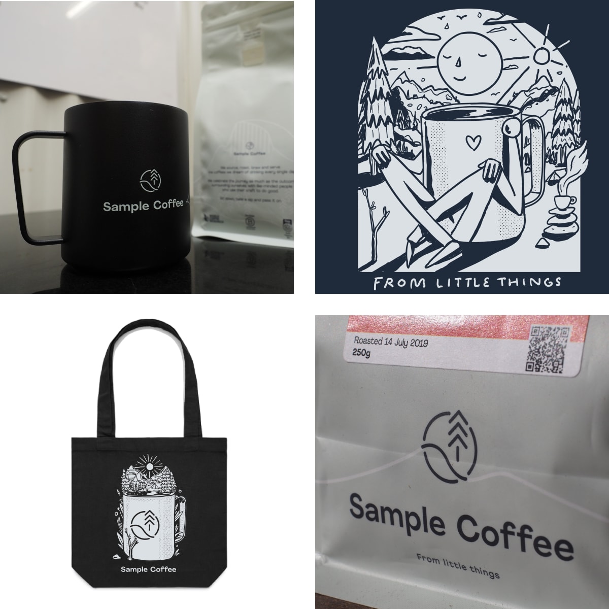 Photos depicting the current era of Sample’s branding