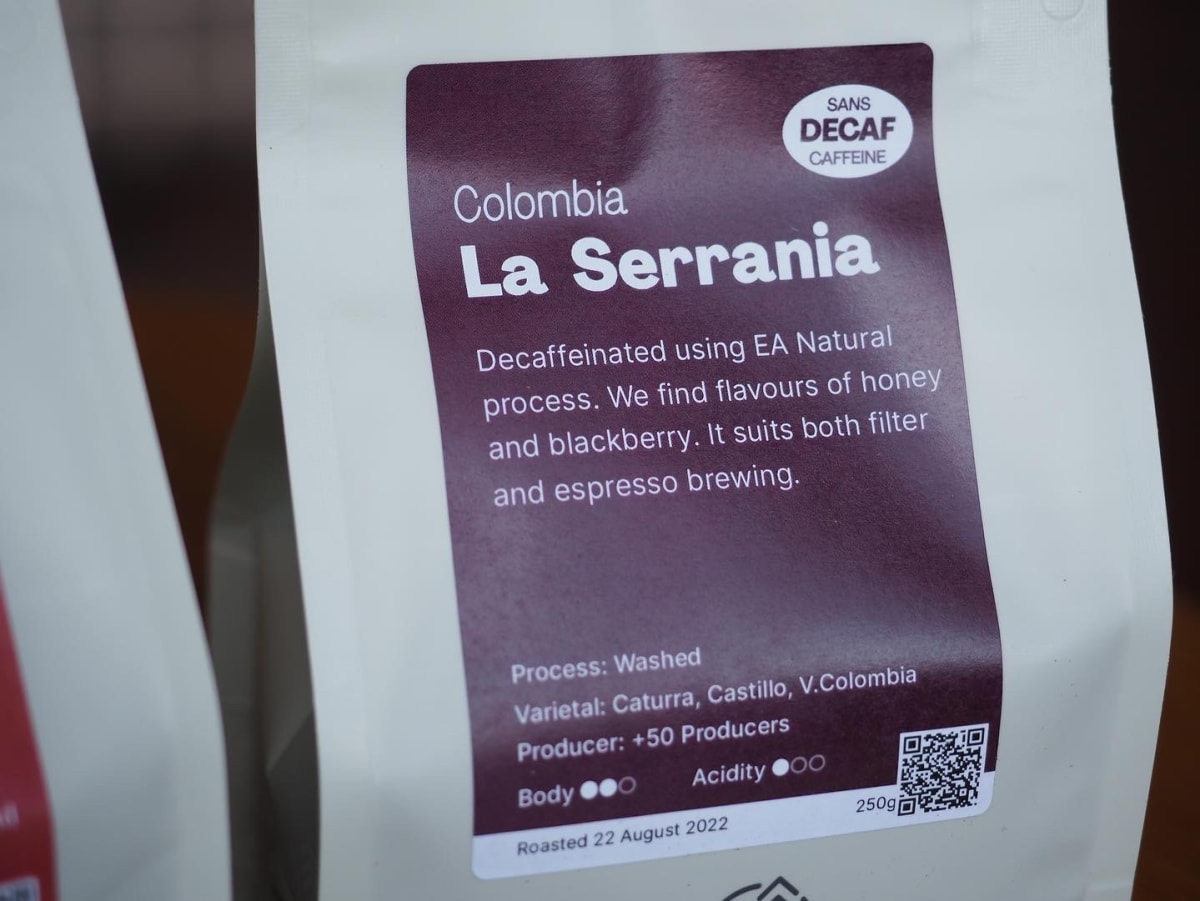 A label of Decaf with the new design.