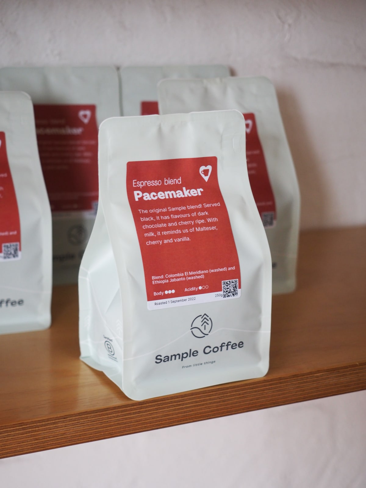 A bag of Pacemaker blend with the new label design.