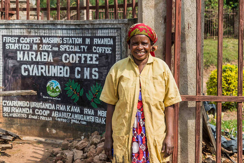 Ancila Mukarusine is a coffee farmer and member of Maraba Cooperative and one of the many seasonal workers at Cyarumbo – Rwanda’s first specialty-focused washing station!