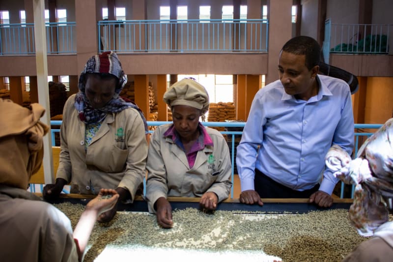 Mr Faysel, owner of Testi Coffee, at the dry mill