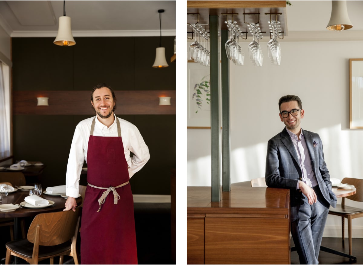 Dan Puskas (left, Chef) and George Papaioannou (right, Restaurant Manager) from Sixpenny.